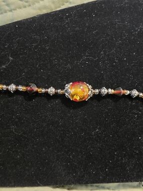 Faceted Amber-Red Beaded Bracelet - Women Jewelry